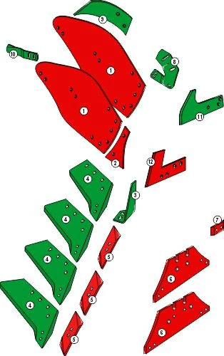 Explosionszeichnung Kverneland Pflugkörper Typ 8